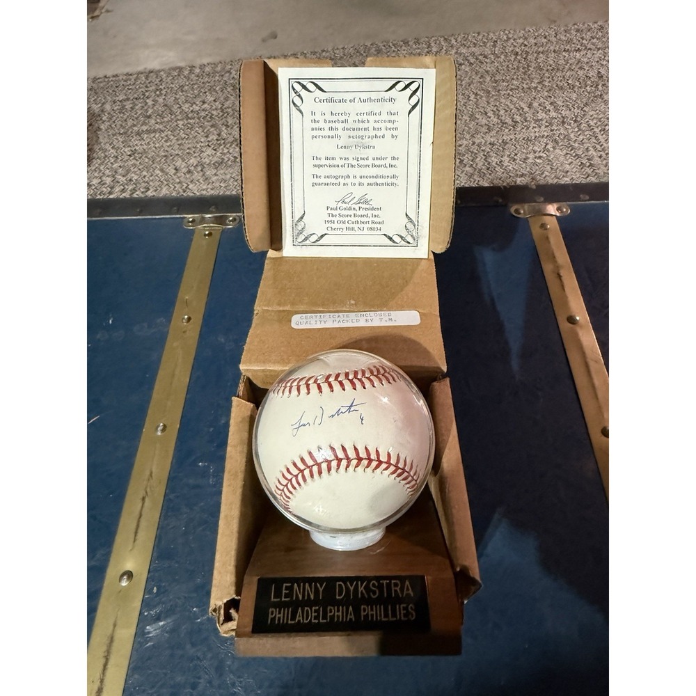 Lenny Dykstra Signed Baseball - Philadelphia Phillies, The Score Board, Original